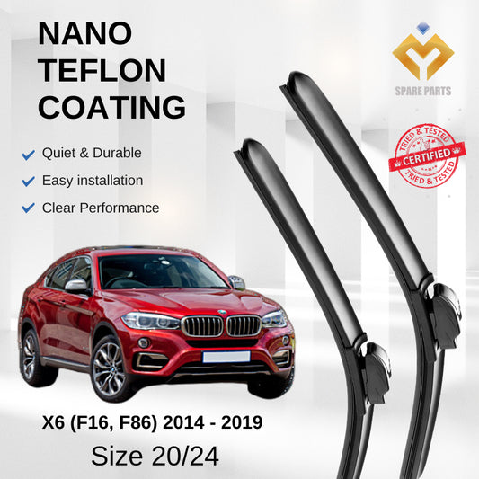 BMW X6 F16/F86 2014-2019 Premium Quality Japan Tech Car Wiper 1set 20"+24" U Hook-Includes Free Microfibre Cloth!