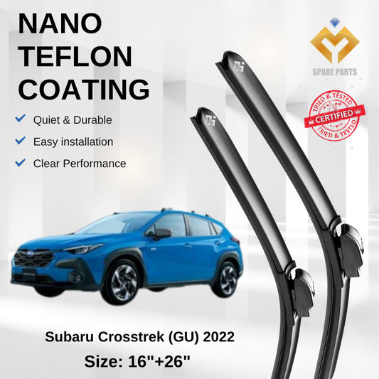 Subaru Crosstrek (GU) 2022 Premium Quality Japan Tech Car Wiper 1set 16"+26" Type 12 Clip Free Microfibre Cloth