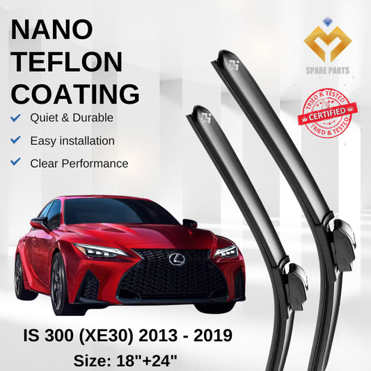 Lexus IS 300 XE30 (2013-2019) Premium Japan Tech Car Wiper 18"+24" Universal Hook, Free Microfibre Cleaning Cloth