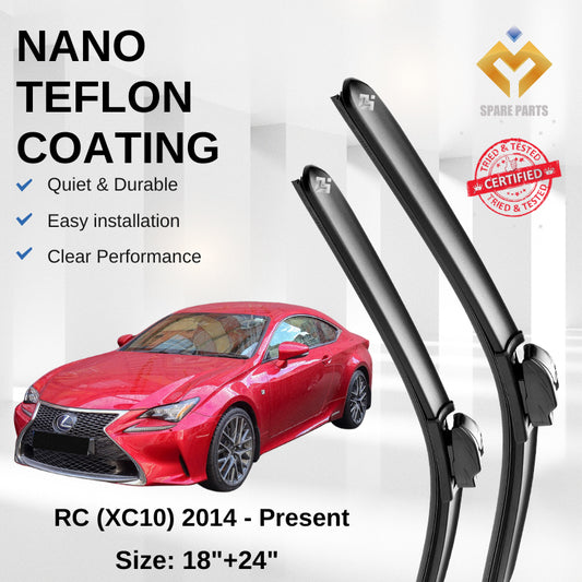 Lexus RC XC10 (2014-Present) Premium Japan Tech Car Wiper 18"+24" Universal Hook, Free Microfibre Cleaning Cloth