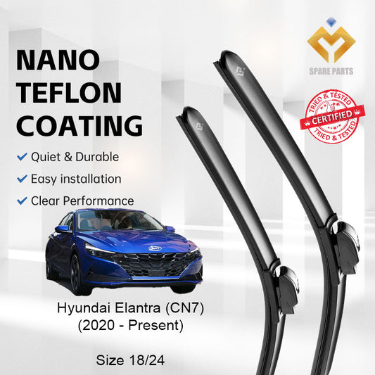 Hyundai Elantra 7th Gen CN7 Premium Japan Tech Car Wiper Accessories 18”+ 24” Universal Hook–Includes Free Gift!