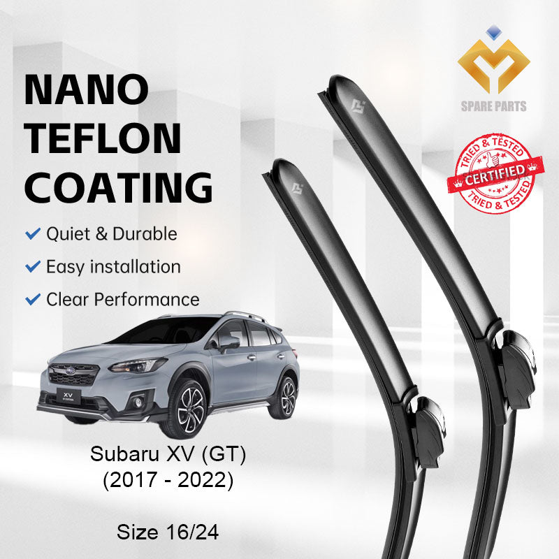 Subaru XV (GT) 2017-2022 Premium Quality Japan Tech Car Wiper 1set 16"+26" Type 12 Clip-Includes Free Microfibre Cloth