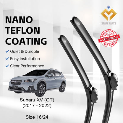 Subaru XV (GT) 2017-2022 Premium Quality Japan Tech Car Wiper 1set 16"+26" Type 12 Clip-Includes Free Microfibre Cloth