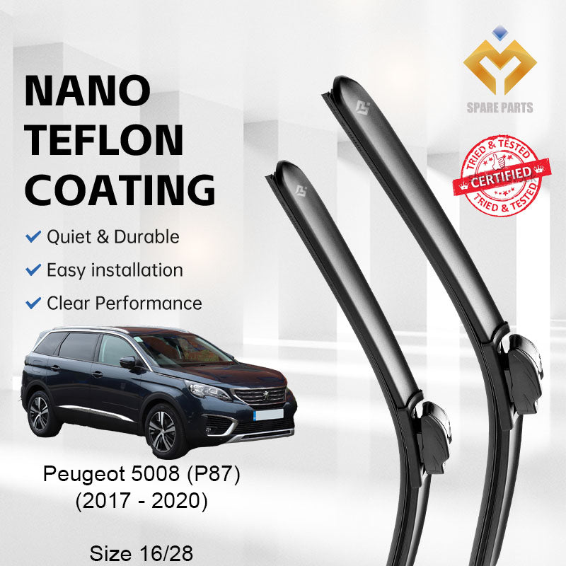 Peugeot 5008 P87/P87 Facelift 2017-2020,2020-Present Premium Quality Japan Tech Car Wiper 1set 16"+28" Type 04 Clip