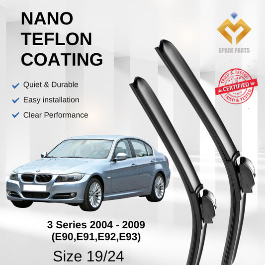 BMW 3 Series 2004-2009 E90 E91E92 E93 Premium Quality Japan Tech Car Wiper 1set 19"+24" Type 03 Clip-Includes Free Gift