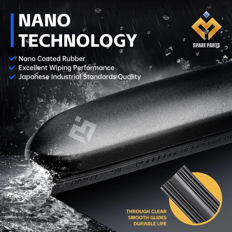 GWM Tank 300 Premium Japan Tech Car Wiper Set (18” + 18”) Type 16 Clip– Includes Free Microfiber Cleaning Cloth!