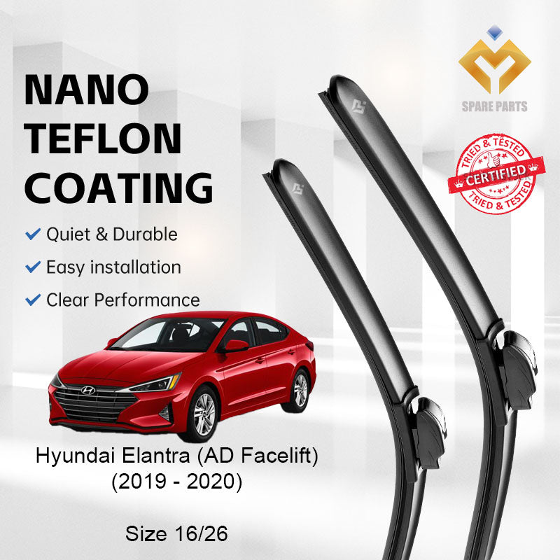 Hyundai Elantra 6th Gen AD/Facelift 2015-2020 Premium Quality Japan Tech Car Wiper 1set 16"+26" U Hook