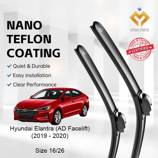Hyundai Elantra 6th Gen AD/Facelift 2015-2020 Premium Quality Japan Tech Car Wiper 1set 16"+26" U Hook