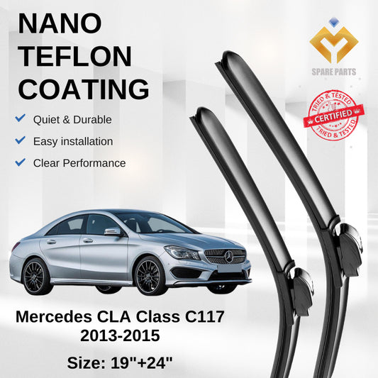 Mercedes CLA Class C117 2013-2015 Premium Quality Japan Tech Car Wiper 1set 19"+24" Type 07 Clip-Includes Free Gift