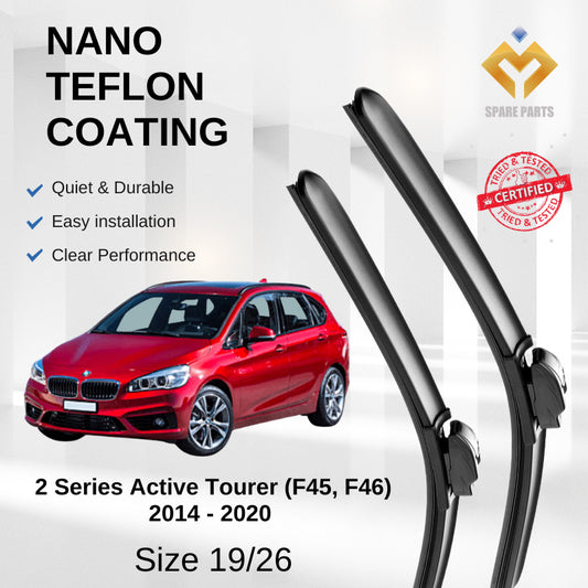 BMW 2 Series Active Tourer F45 F46 2014-2020 Premium Quality Japan Tech Car Wiper 1set 19"+26" Type 01 Clip