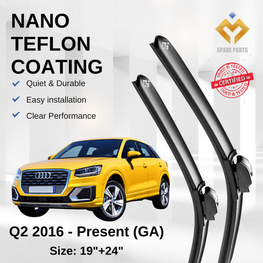 Audi Q2 GA (2016-Present) Premium Japan Tech Car Wiper 19”+24” Type 04 Clip, Free Microfibre Cleaning Cloth