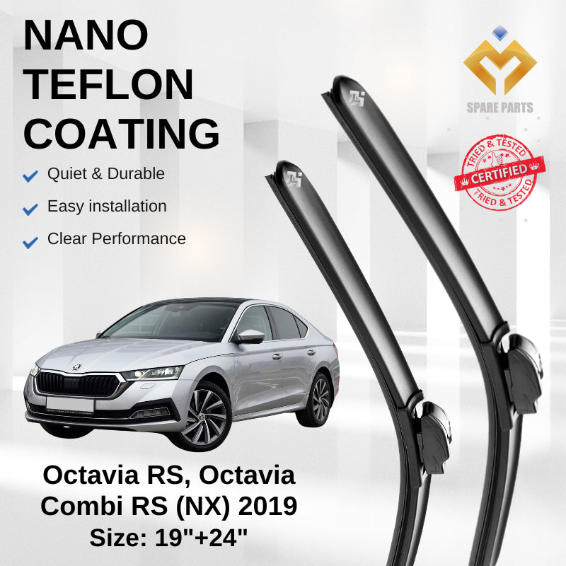 Skoda  Octavia RS, Octavia Combi RS (NX) 2019 Premium Japan Tech Car Wiper 19”+24” Type 01&04 Clip Free Microfiber Cloth