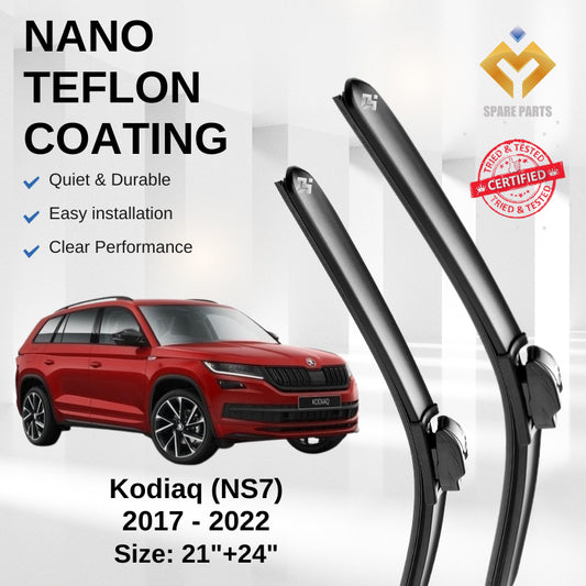 Skoda Kodiaq NS7 (2017-2022) Premium Japan Tech Car Wiper 21”+24” Type 01 & 04 Clip, Free Microfibre Cleaning Cloth