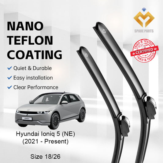 Hyundai Ioniq 5 NE 2021-Present Premium Quality Japan Tech Car Wiper 1set 18"+26" U Hook-Includes Free Microfibre Cloth!