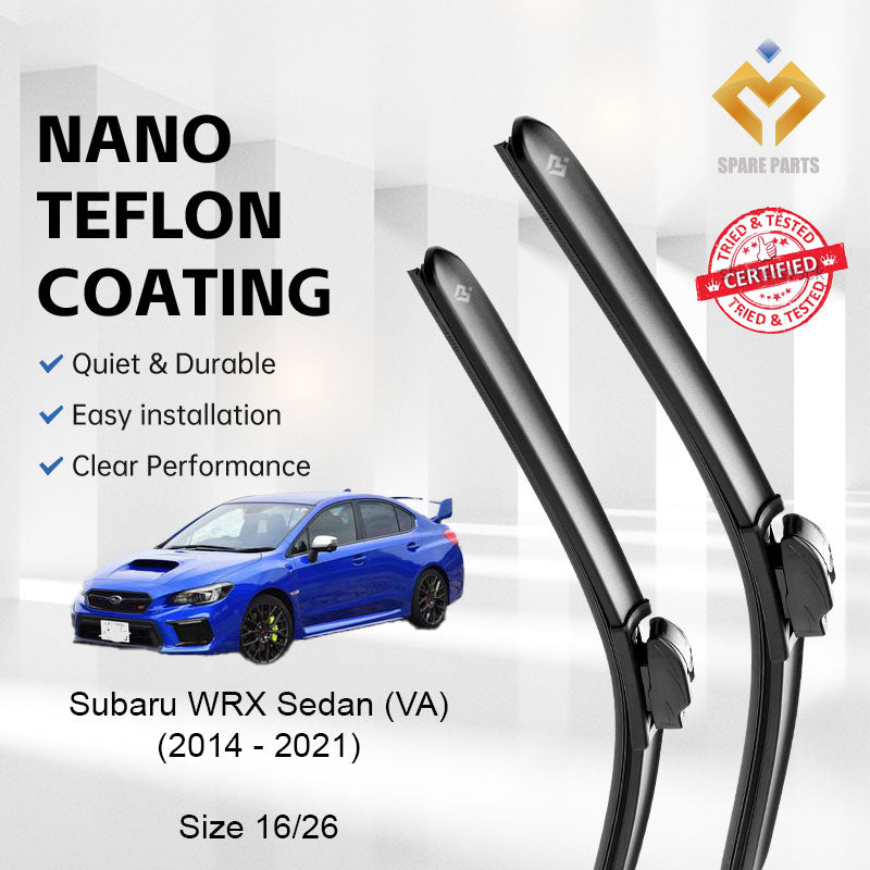 Subaru WRX Sedan/Wagon VA 2014-2021 Premium Quality Japan Tech Car Wiper 1set 16"+26" U Hook-Free Microfibre Cloth!