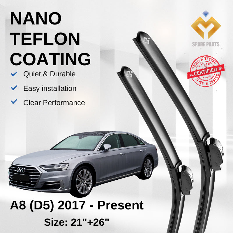 Audi A8 D5 (2017-Present) Premium Japan Tech Car Wiper 21”+26” Type 04 Clip, Free Microfibre Cleaning Cloth