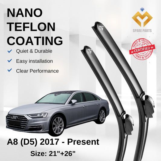 Audi A8 D5 (2017-Present) Premium Japan Tech Car Wiper 21”+26” Type 04 Clip, Free Microfibre Cleaning Cloth