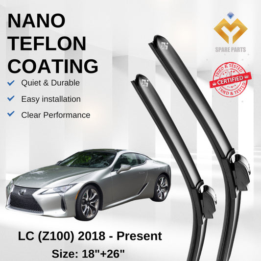 Lexus LC Z100 (2018-Present) Premium Japan Tech Car Wiper 18"+26" Universal Hook, Free Microfibre Cleaning Cloth