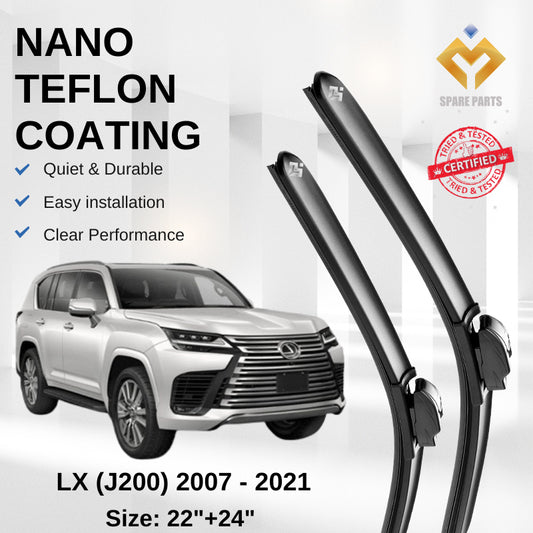 Lexus LX J200 (2007-2021) Premium Japan Tech Car Wiper 22"+24" Universal Hook, Free Microfibre Cleaning Cloth