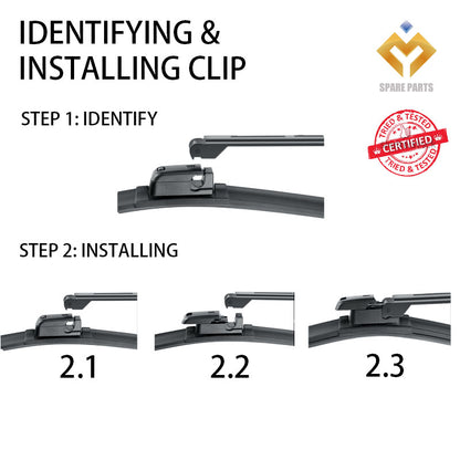 Mercedes CLK Class 2002-2009 C209 A209 Premium Quality Japan Tech Car Wiper 1set 22"+22" Type 09 Clip-Include Free Gift!