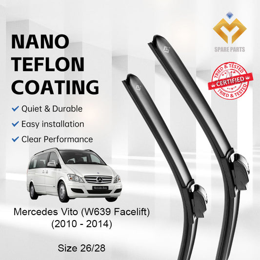 Mercedes Vito/ Viano W639 Facelift 2010-2014 Premium Quality Japan Tech Car Wiper 1set 26"+28" Type 01 Clip