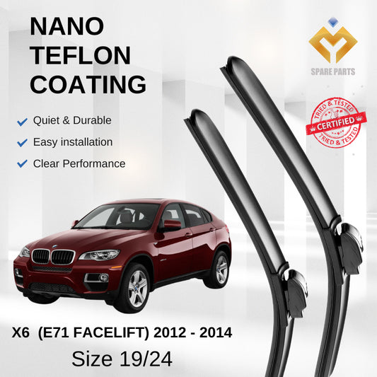 BMW X6 E71 FACELIFT 2012-2014 Premium Quality Japan Tech Car Wiper 1set 19"+24" Type 01 Clip-Include Free Gift!