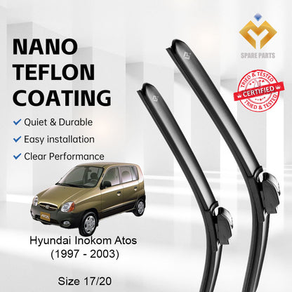 Hyundai Inokom Atos 1997-2003 Premium Quality Japan Tech Car Wiper Accessories 17"+20" U Hook-Includes Free Gift!