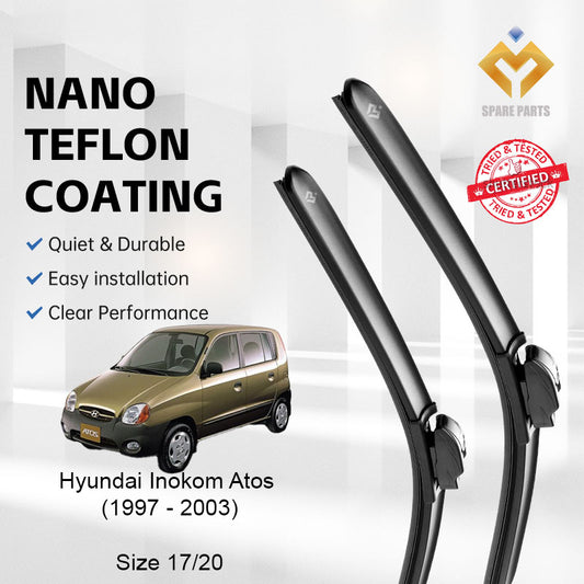Hyundai Inokom Atos 1997-2003 Premium Quality Japan Tech Car Wiper Accessories 17"+20" U Hook-Includes Free Gift!