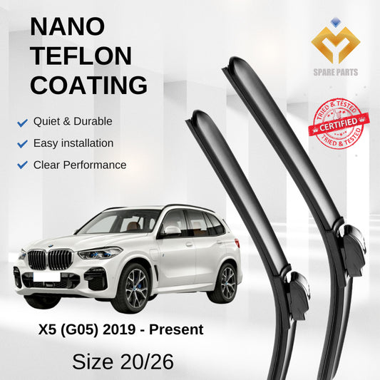 BMW X5 G05 2019-Present Premium Quality Japan Tech Car Wiper 1set 20"+26" Type 01 Clip-Includes Free Microfibre Cloth!