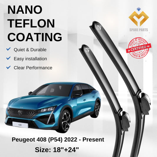 Peugeot  408(P54) 2022-Present Premium Quality Japan Tech Car Wiper 1set 18"+24" Type 01 Clip Free Microfibre Cloth