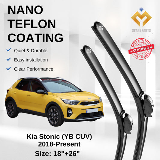 Kia Stonic (YB CUV) 2018-Present Premium Quality Japan Tech Car Wiper 1set 18"+26" U Hook Free Microfibre Cloth