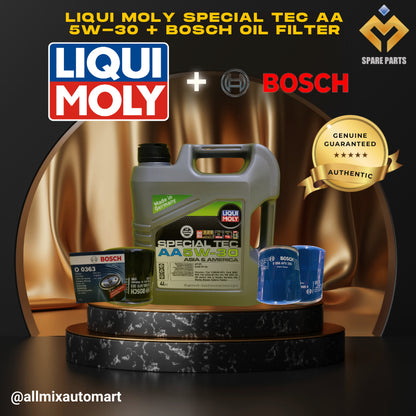 Fuel Efficient, Long Life Liqui Moly Special Tec AA 5w-30 Engine Oil + Bosch Filter Combo Set