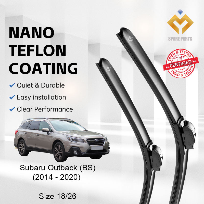 Subaru Outback (BS) 2014-2020 Premium Quality Japan Tech Car Wiper 1set 18"+26" U Hook-Includes Free Microfibre Cloth!