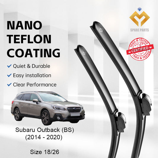 Subaru Outback (BS) 2014-2020 Premium Quality Japan Tech Car Wiper 1set 18"+26" U Hook-Includes Free Microfibre Cloth!