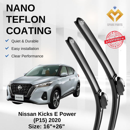 Nissan Kicks E Power (P15) 2020 Premium Quality Japan Tech Car Wiper 1set 16"+26" U Hook Free Microfibre Cloth