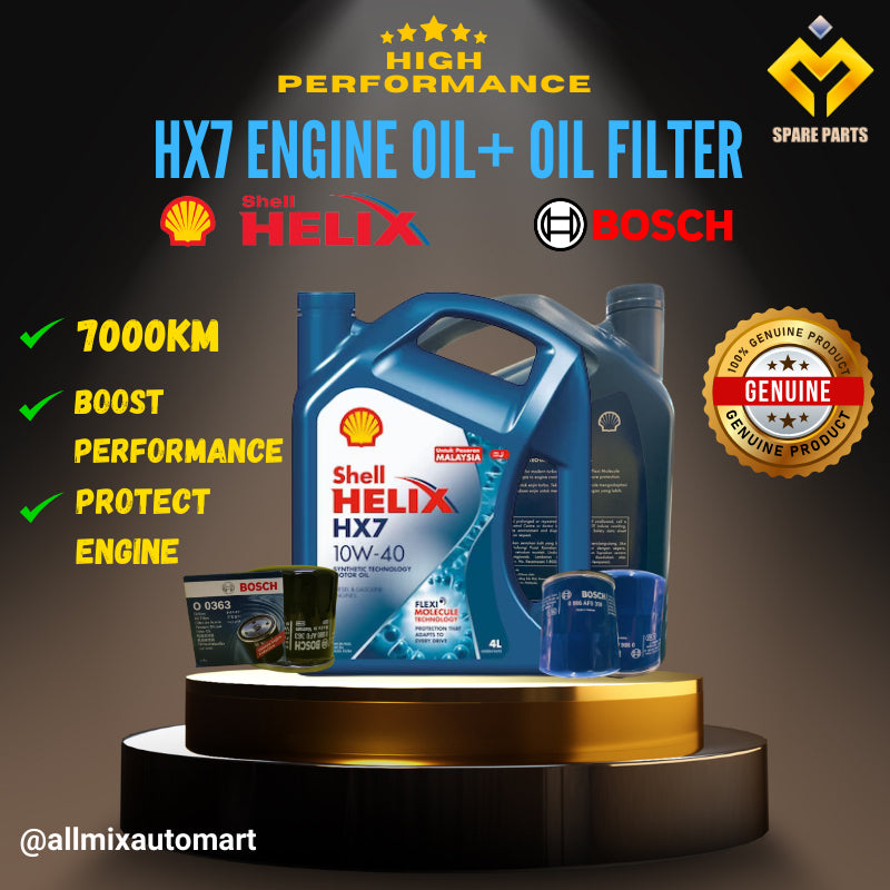 Ultimate Engine Protection Kit & Extend Engine Life Shell HX7 10W-40 Engine Oil + Premium Bosch Filter Combo Set