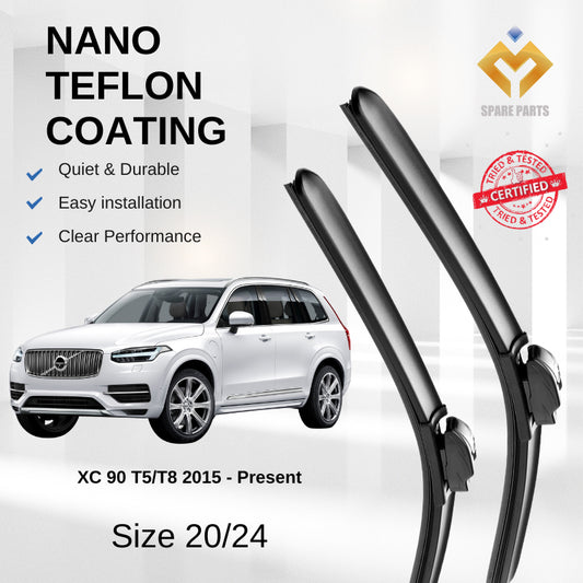 Volvo XC 90 T5/T8 2015-Present Premium Quality Japan Tech Car Wiper 1set 20"+24" Type 01 Clip-Includes Free Gift!