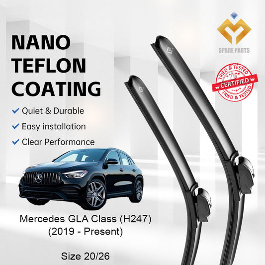 Mercedes GLA Class H247 2019-Present Premium Quality Japan Tech Car Wiper 1set 20"+26" Type 11 Clip-Includes Free Gift