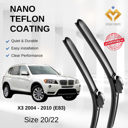 BMW X3 2004-2010 E83 Premium Quality Japan Tech Car Wiper 1set 20"+22" U Hook-Includes Free Microfibre Cleaning Cloth!