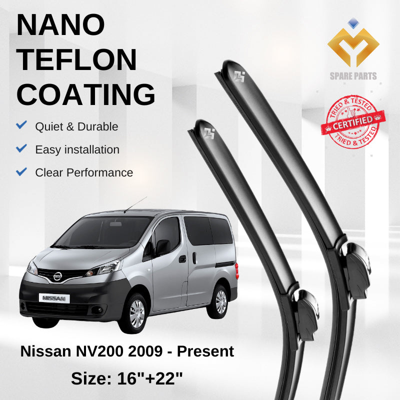 Nissan NV200 2009 Premium Quality Japan Tech Car Wiper 1set 16"+22" U Hook Free Microfibre Cloth