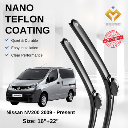 Nissan NV200 2009 Premium Quality Japan Tech Car Wiper 1set 16"+22" U Hook Free Microfibre Cloth