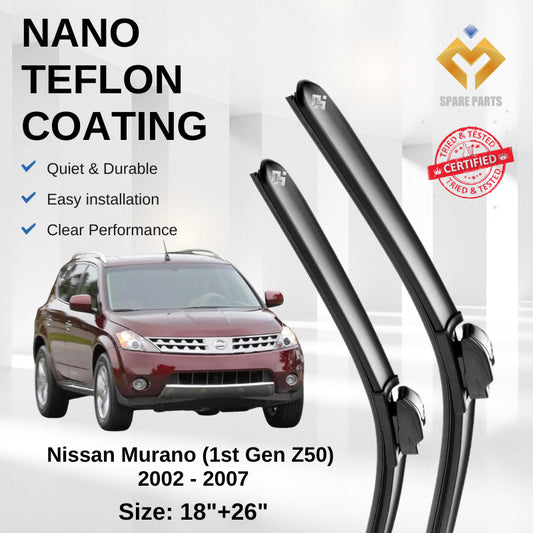 Nissan Murano 1st Gen Z50 2002 Premium Quality Japan Tech Car Wiper 1set 18"+26" U Hook Free Microfibre Cloth