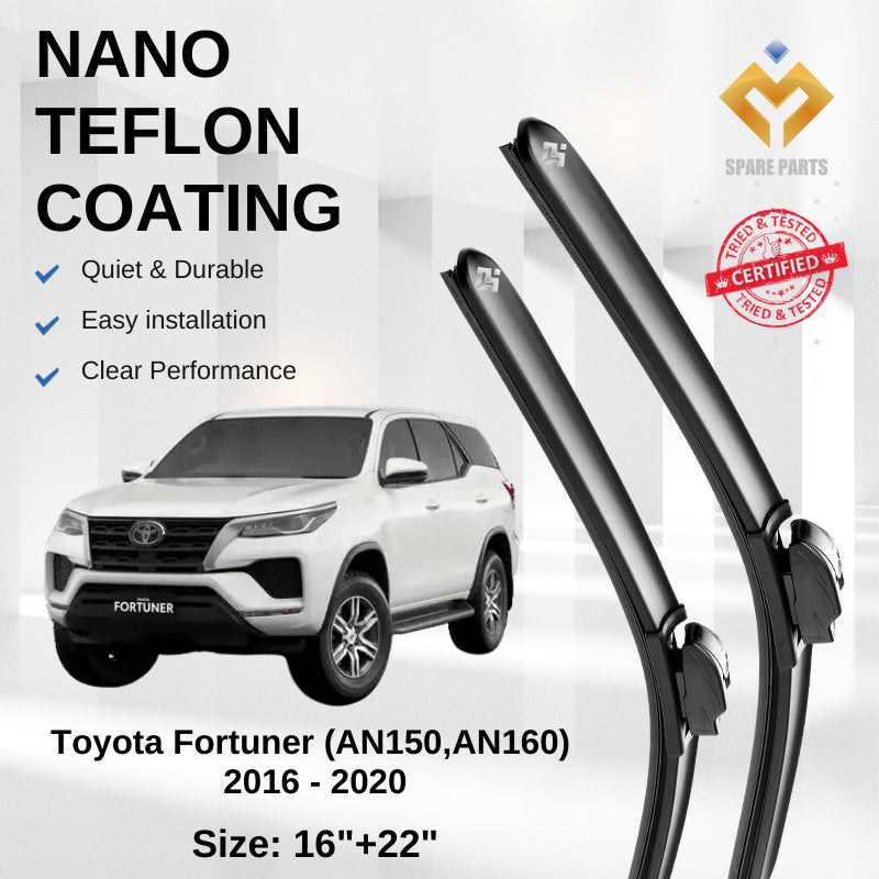 Toyota Fortuner Premium Quality Japan Nano Car Wiper 1set 16"+22" U Hook Free Microfibre Cloth