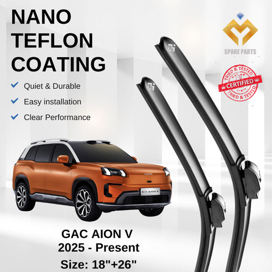 GAC Aion V 2025 - Present Premium Japan Tech Car Wiper Accessories 18”+26” Type 01/04 Clip- Includes Free Gift