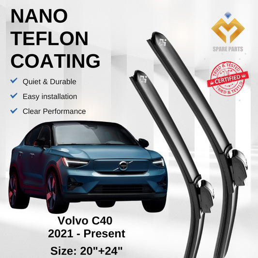 Volvo C40 2021-Present Premium Quality Japan Tech Car Wiper 1set 20"+24" Type 01 Clip-Includes Free Microfibre Cloth!