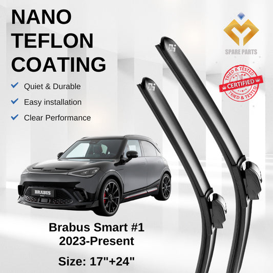 Brabus Smart #1 2023 Premium Japan Tech Car Wiper Accessories 17”+24” Type 18 Clip- Includes Free Microfibre Cloth!