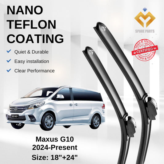 Maxus G10 2023-Present Premium Japan Tech Car Wiper Accessories 18”+24” Universal Hook–Includes Free Microfibre Cloth!