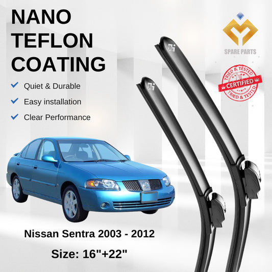 Nissan Sentra 2003 Premium Quality Japan Tech Car Wiper 1set 16"+22" U Hook Free Microfibre Cloth