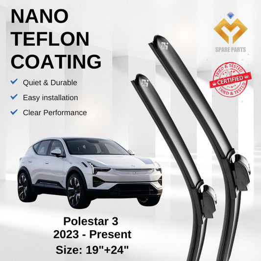 Polestar 3 2023-Present Premium Japan Tech Car Wiper Accessories 19”+24” Type 04 Clip- Includes Free Microfibre  Cloth!