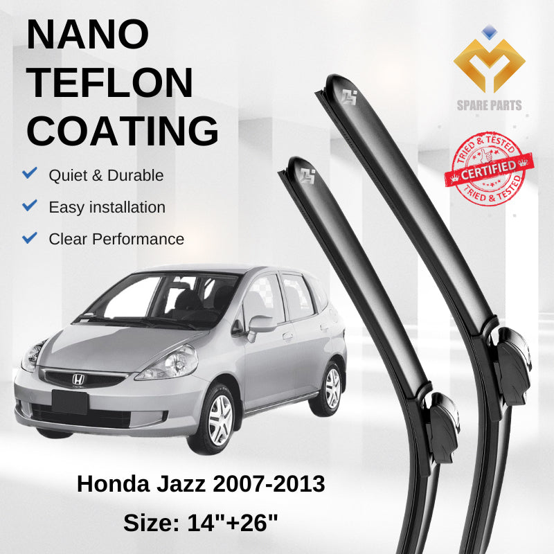 Honda Jazz 2007/2013 Premium Quality Japan Tech Car Wiper 1set 14"+26" U Hook Free Microfibre Cloth